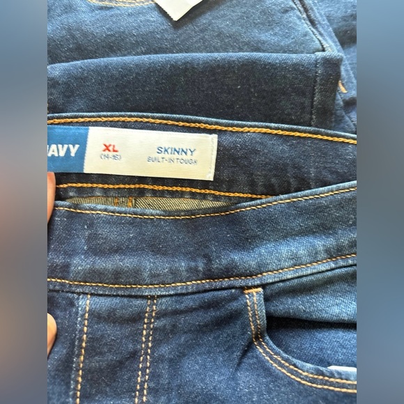 New 2 pair OLD NAVY skinny jeans dark wash girls XL 14 16 - Picture 6 of 8